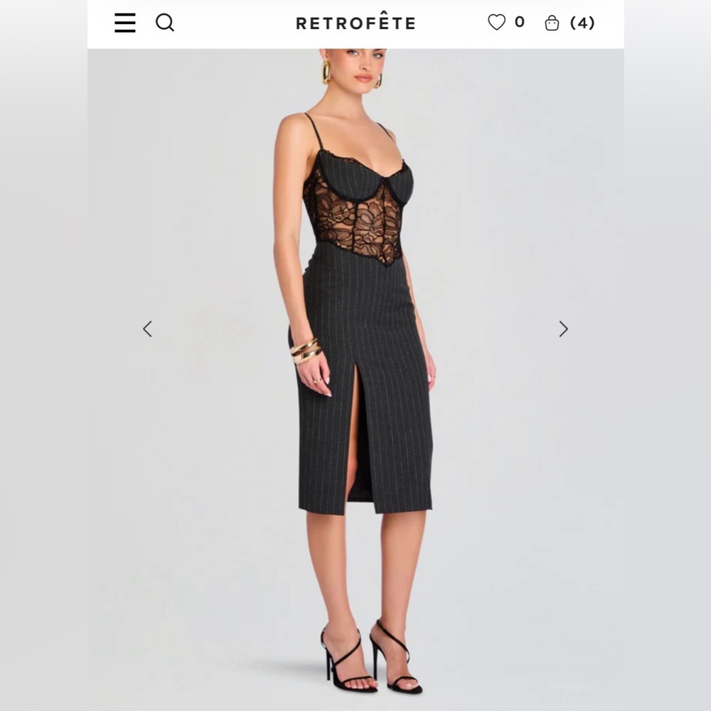 Retrofête Black and Grey midi dress. XXS